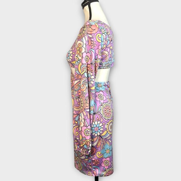 Almost Famous Cut Out Dress LARGE Pastel Purple Party 70's NEW - Picture 3 of 12